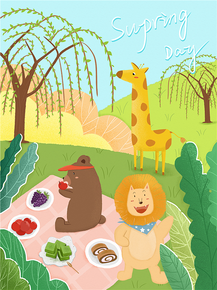 小动物插画H5-春夏秋冬（图ZMTg4MzAxNzMy） - 艺术插画 - 站酷设计师猫不齐原创素材 - 站酷ZCOOL