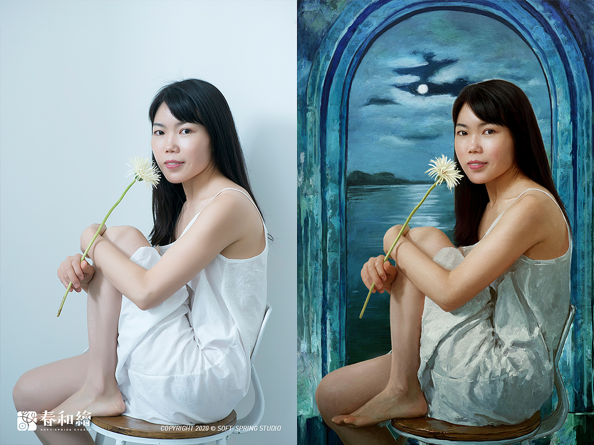 春节创作的仿油画人物肖像画