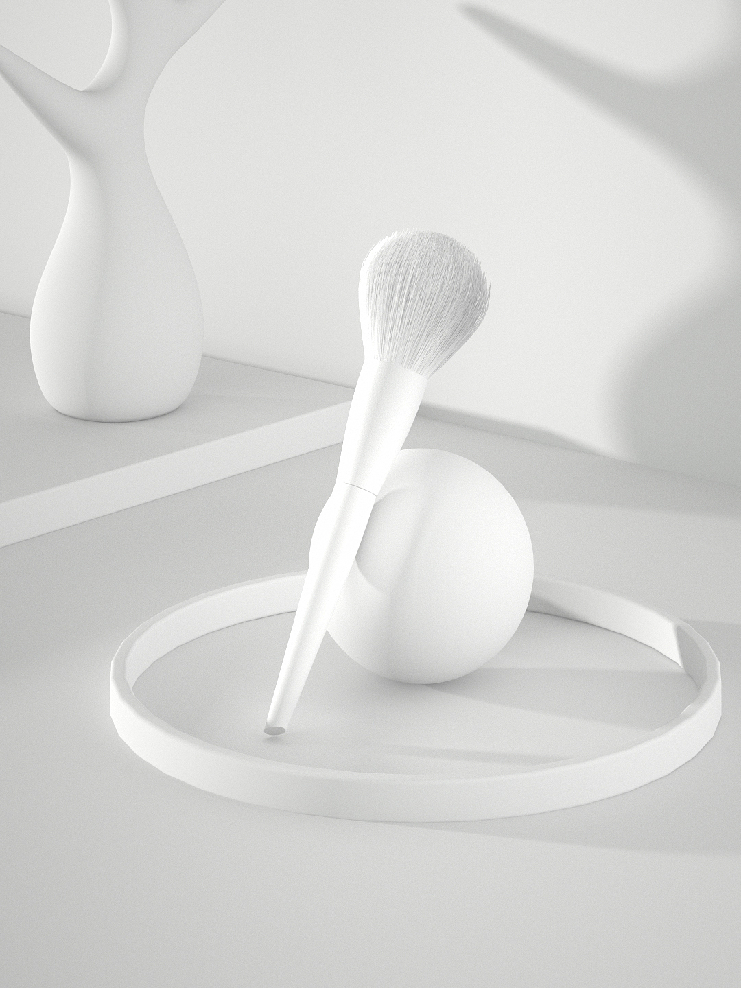 化妆刷粉刺针建模渲染