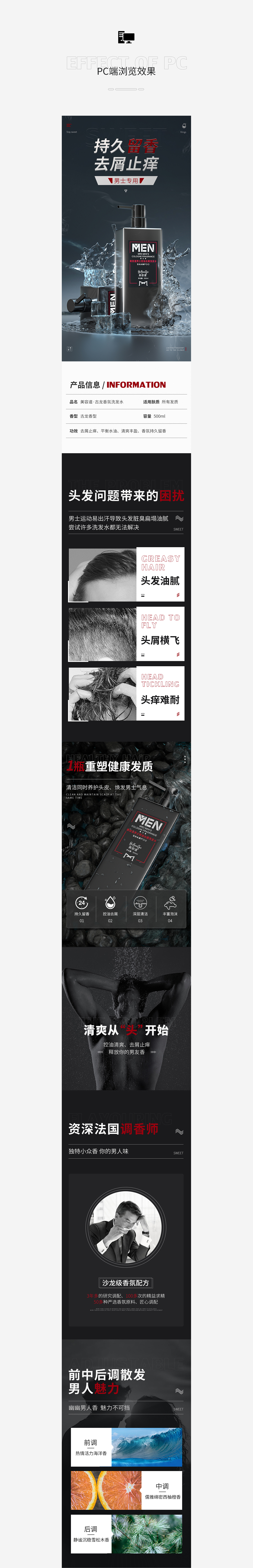 电商洗发水详情页设计分享 C4D产品建模渲染