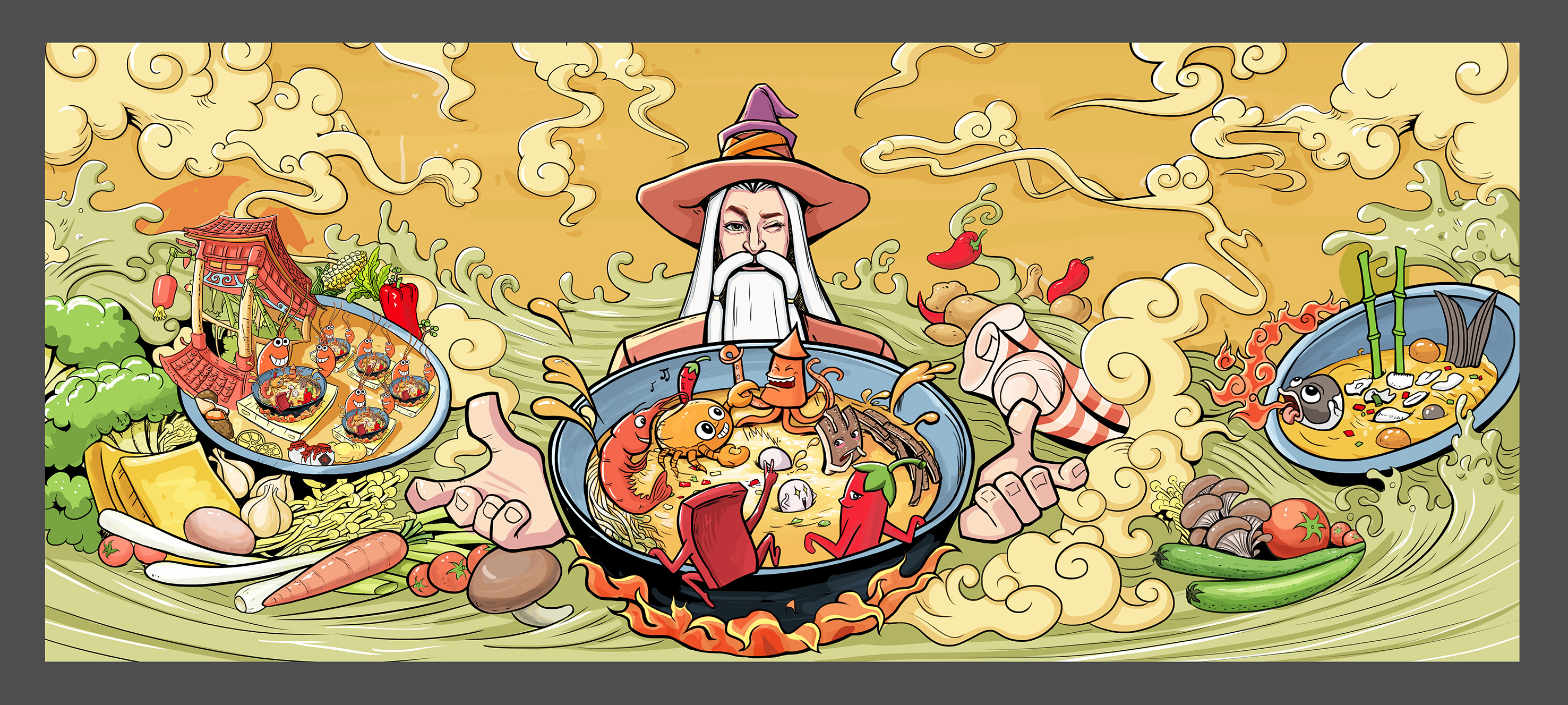 川道夫海鲜毛血旺vi系统视觉设计|插画|商业插画|可爱胖子 - 原创作品