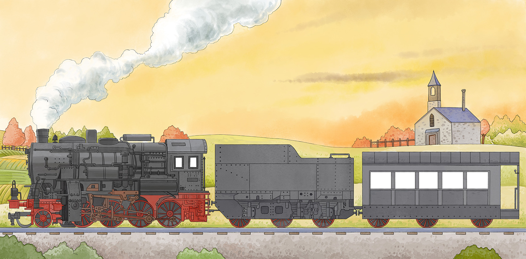 手绘火车--电力机车头|插画|艺术插画|Leon小火车 - 原创作品 - 站酷 (ZCOOL)