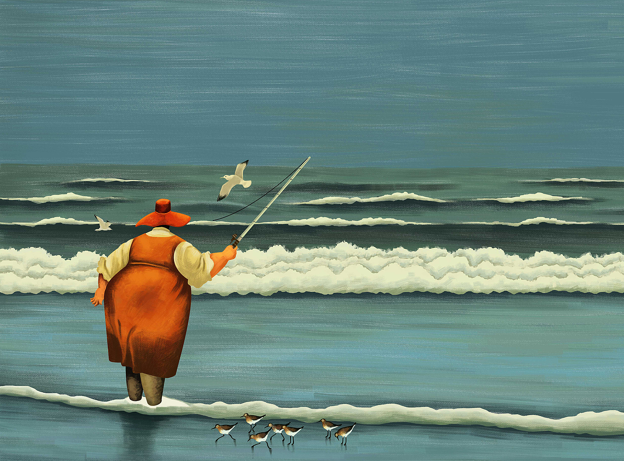 钓鱼的胖女人（图ZMTI3MjY2MzY=） - 创作习作 - 站酷设计师Darkz原创素材 - 站酷ZCOOL