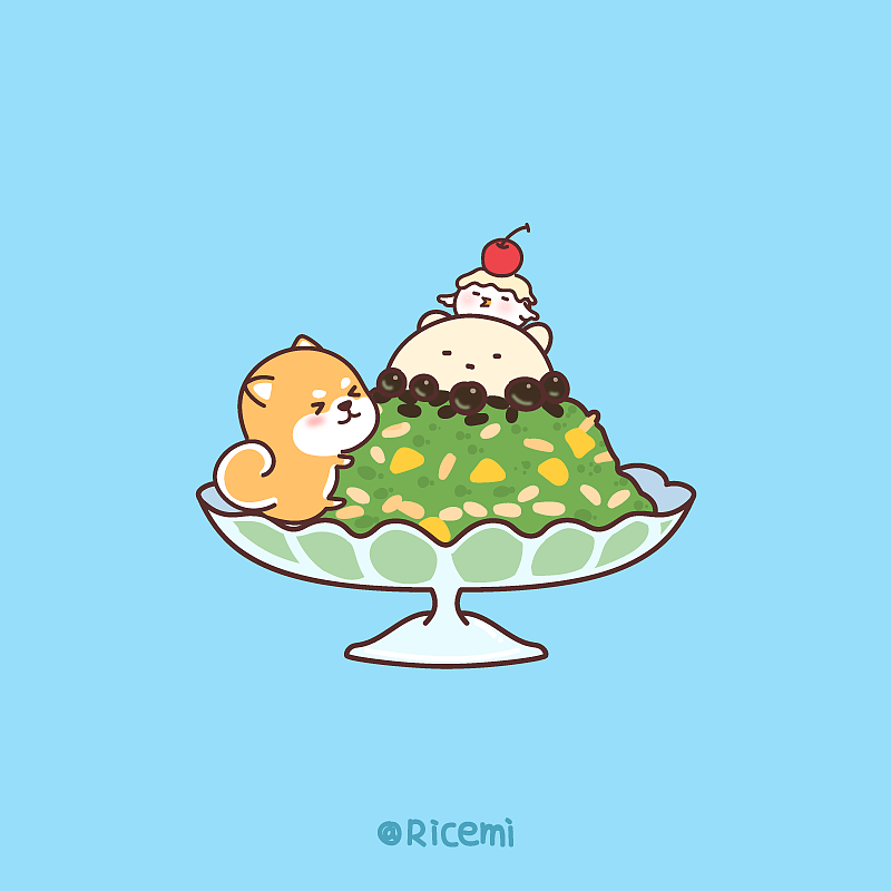 今天是五颜六色的柴犬麻团