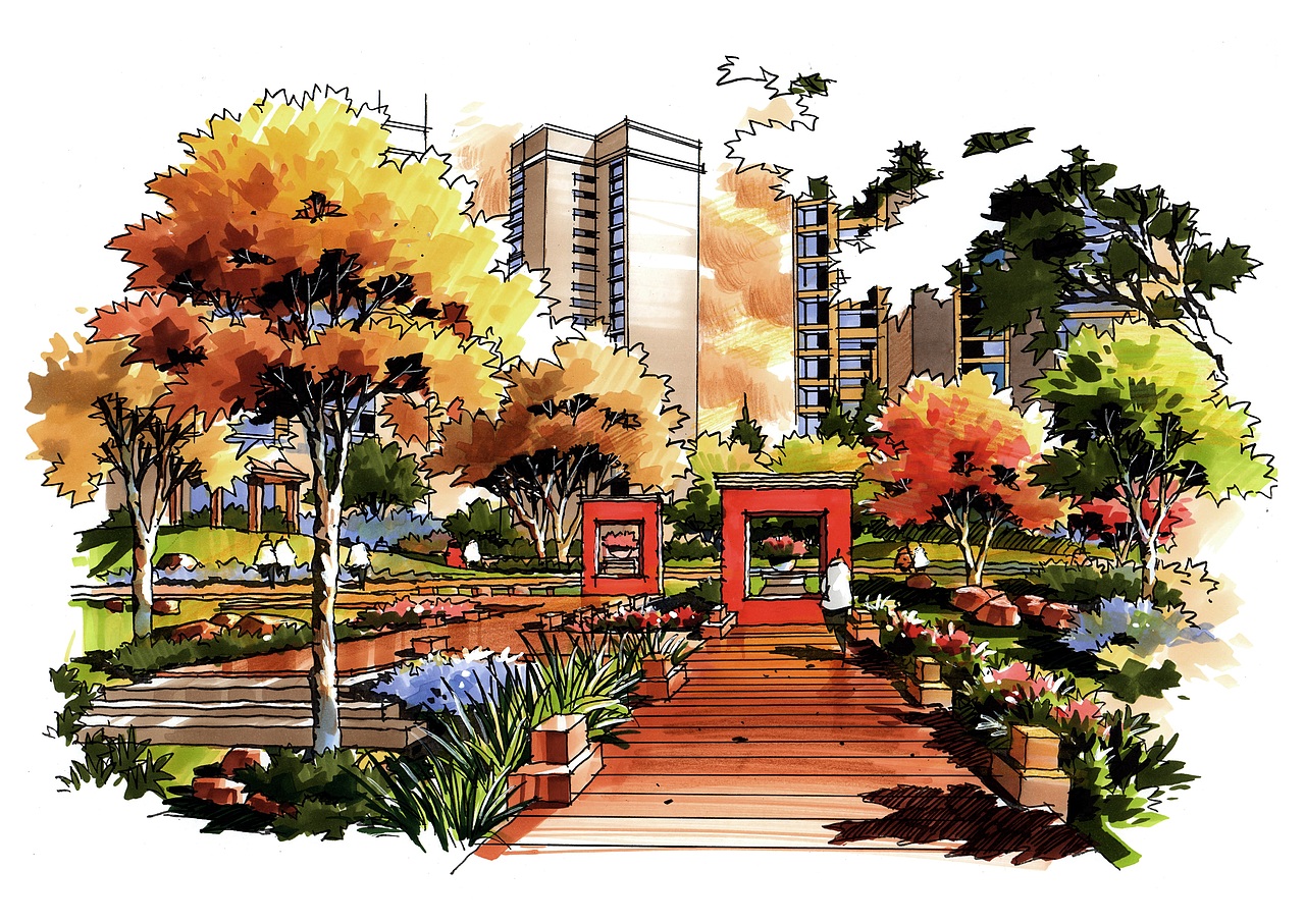 园林手绘设计优秀作品案例欣赏(五)