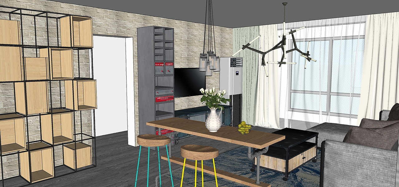 室内设计(现代工业风格混搭)