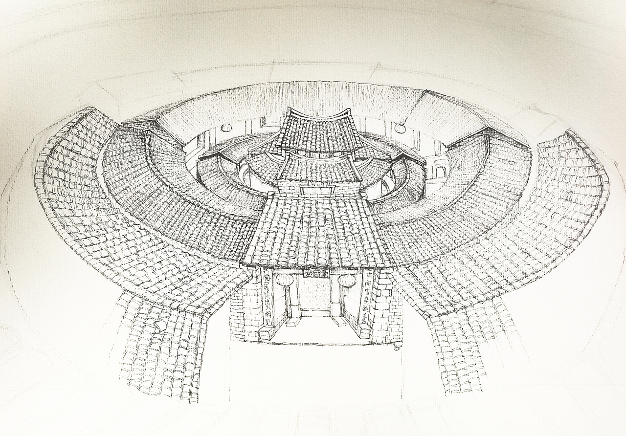福建土楼【手绘过程教学图】