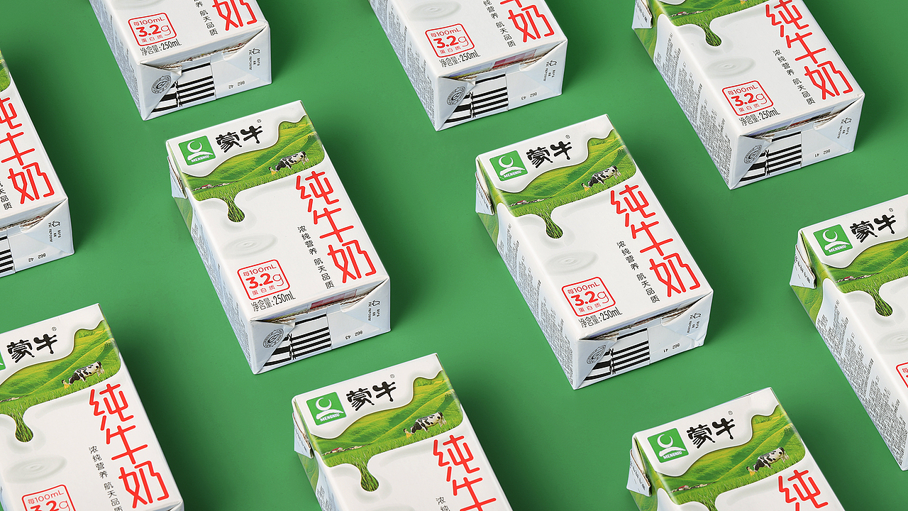 蒙牛纯牛奶包装设计