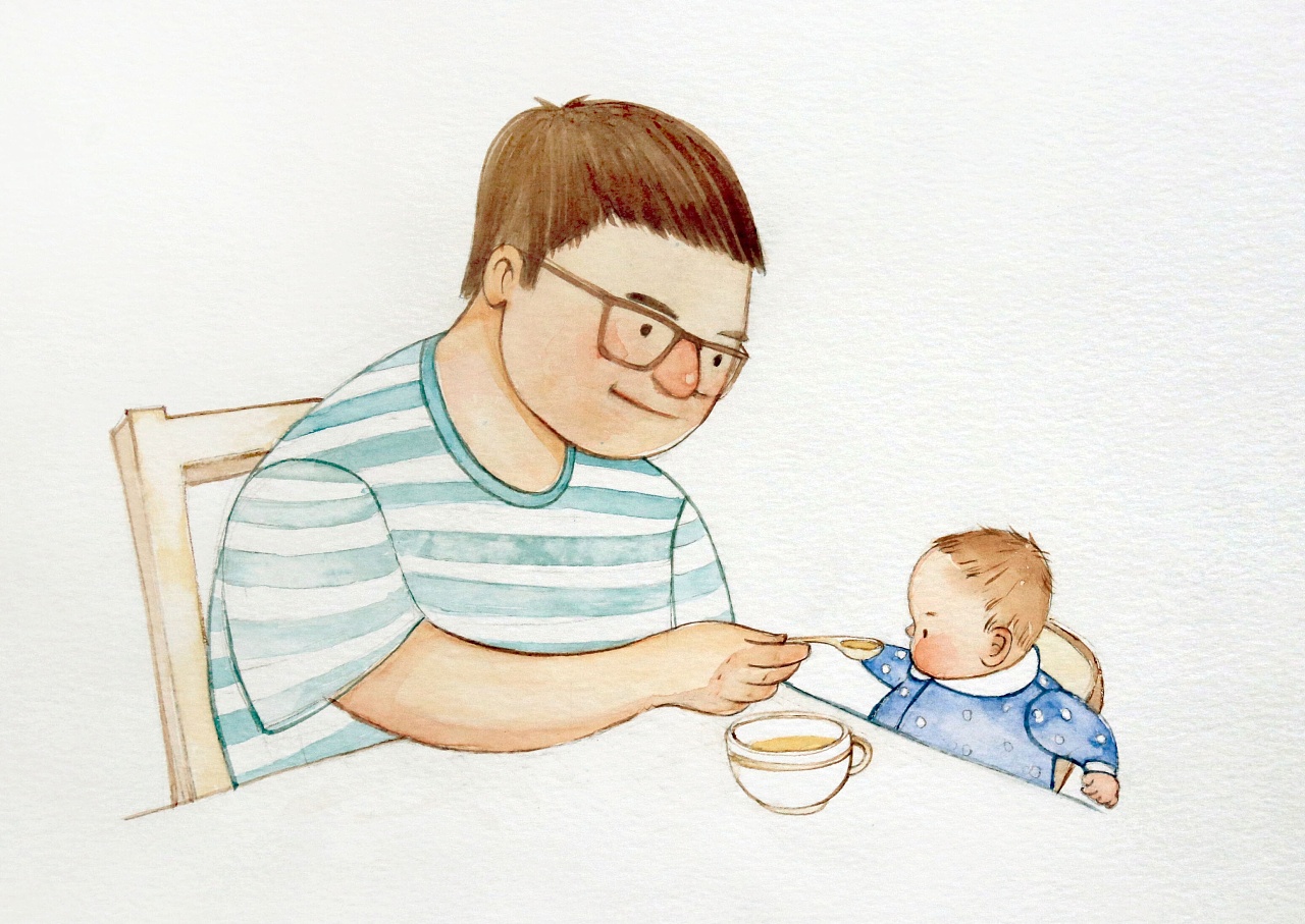 水彩手绘创作《奶爸》