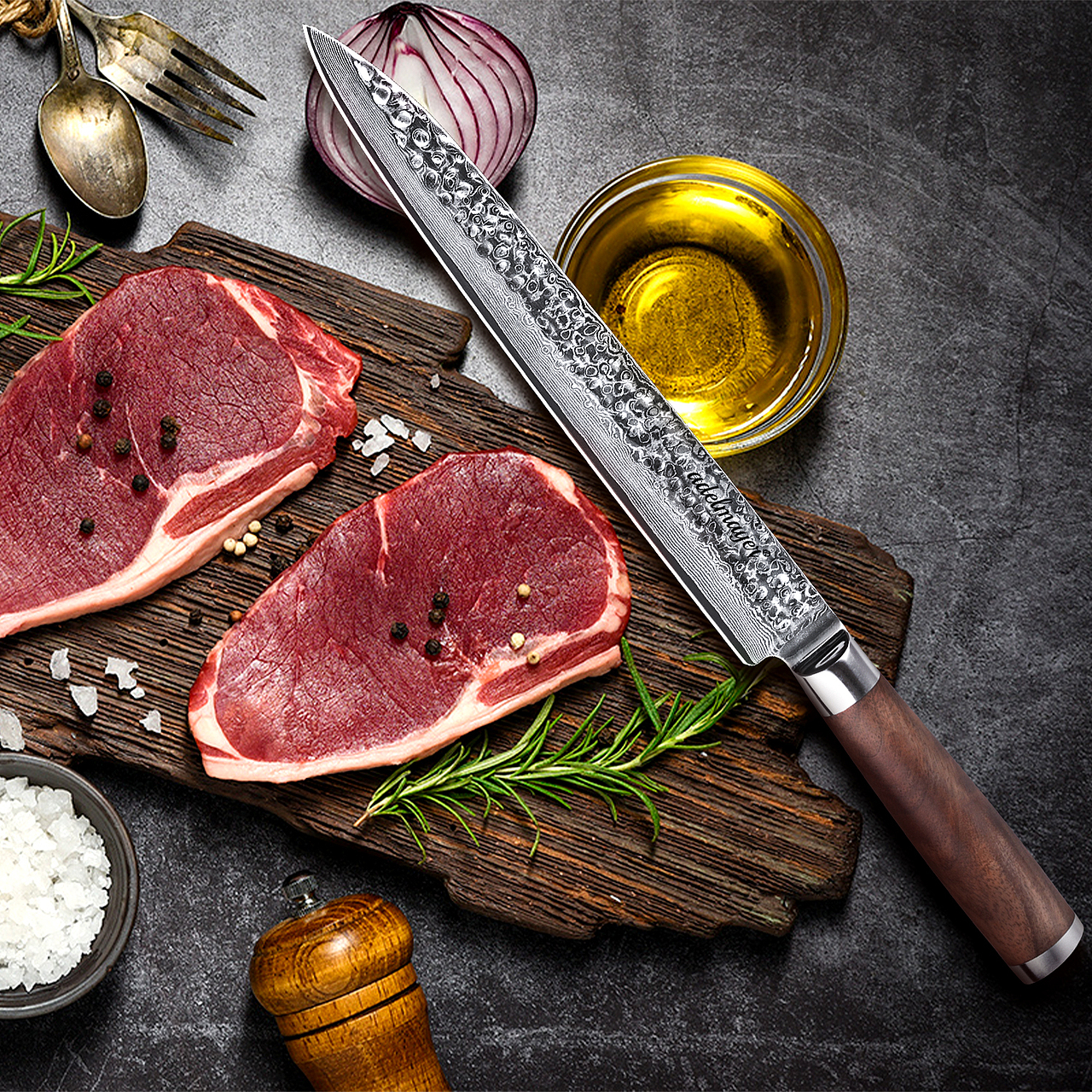 厨刀系列-大马士革-胡桃木手柄（图ZMjU3Njg0NTA4） - 电商 - 站酷设计师Ken_一迅原创素材 - 站酷ZCOOL