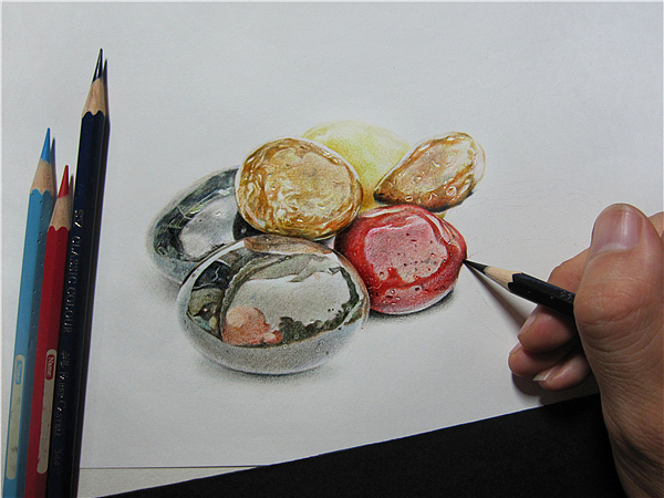 纸上彩铅--《雨花石》上色过程随录（图ZMjIzODczNjA=） - 绘画 - 站酷设计师超超的青葱原创素材 - 站酷ZCOOL