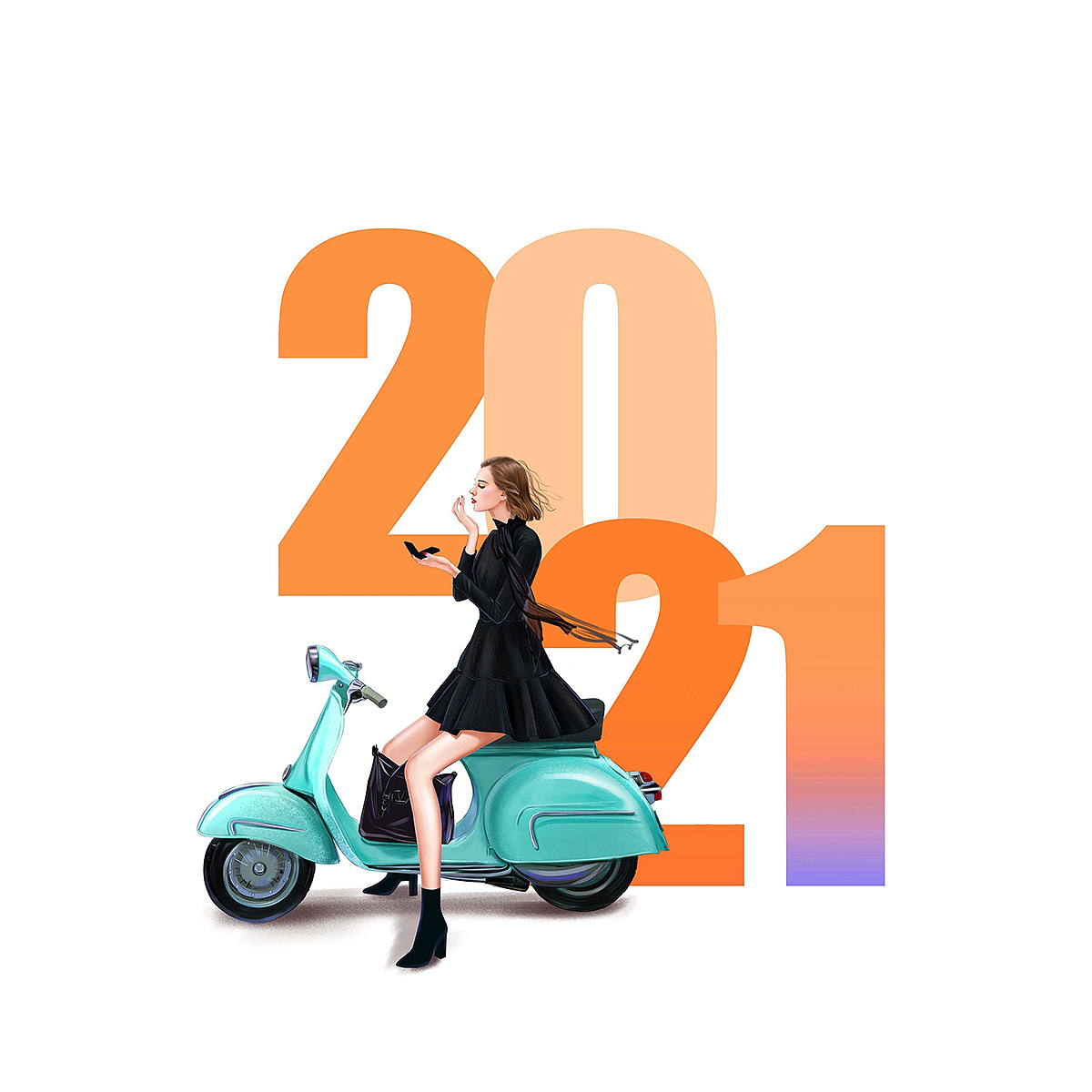 2021 而今迈步从头越 ，留住时光 打磨岁月 新年快乐！（图ZMjM4MTA4Mzg0） - 商业插画 - 站酷设计师倾轻松原创素材 - 站酷ZCOOL