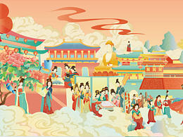 長幅插畫《隋唐洛陽城--萬民同樂》主題