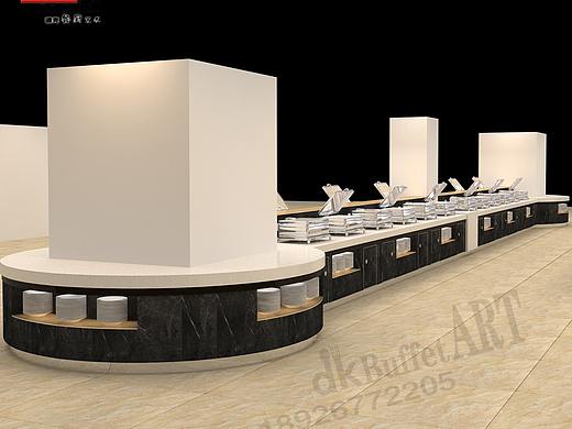 税务局单位自助餐厅自助餐台 组合式拼接无缝餐台设计 