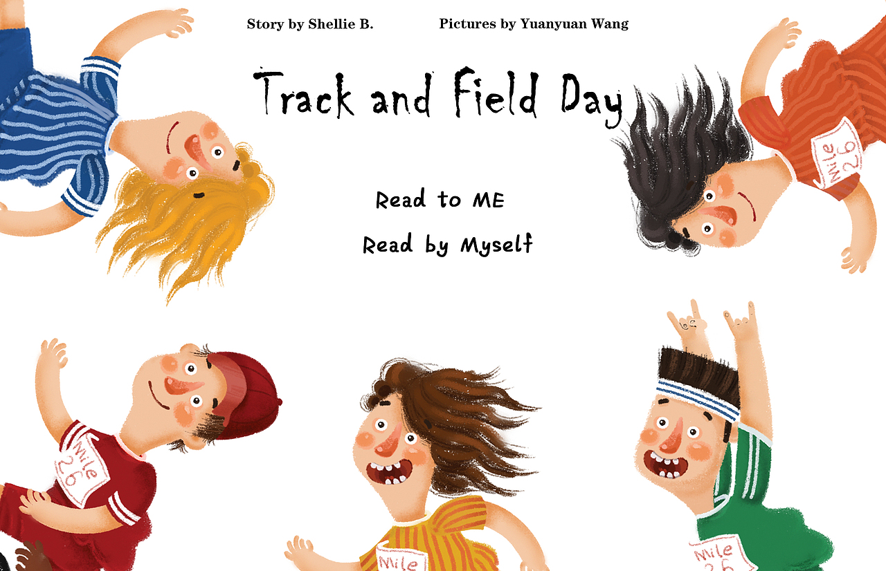 插画英文绘本trackandfieldday田径运动会啦