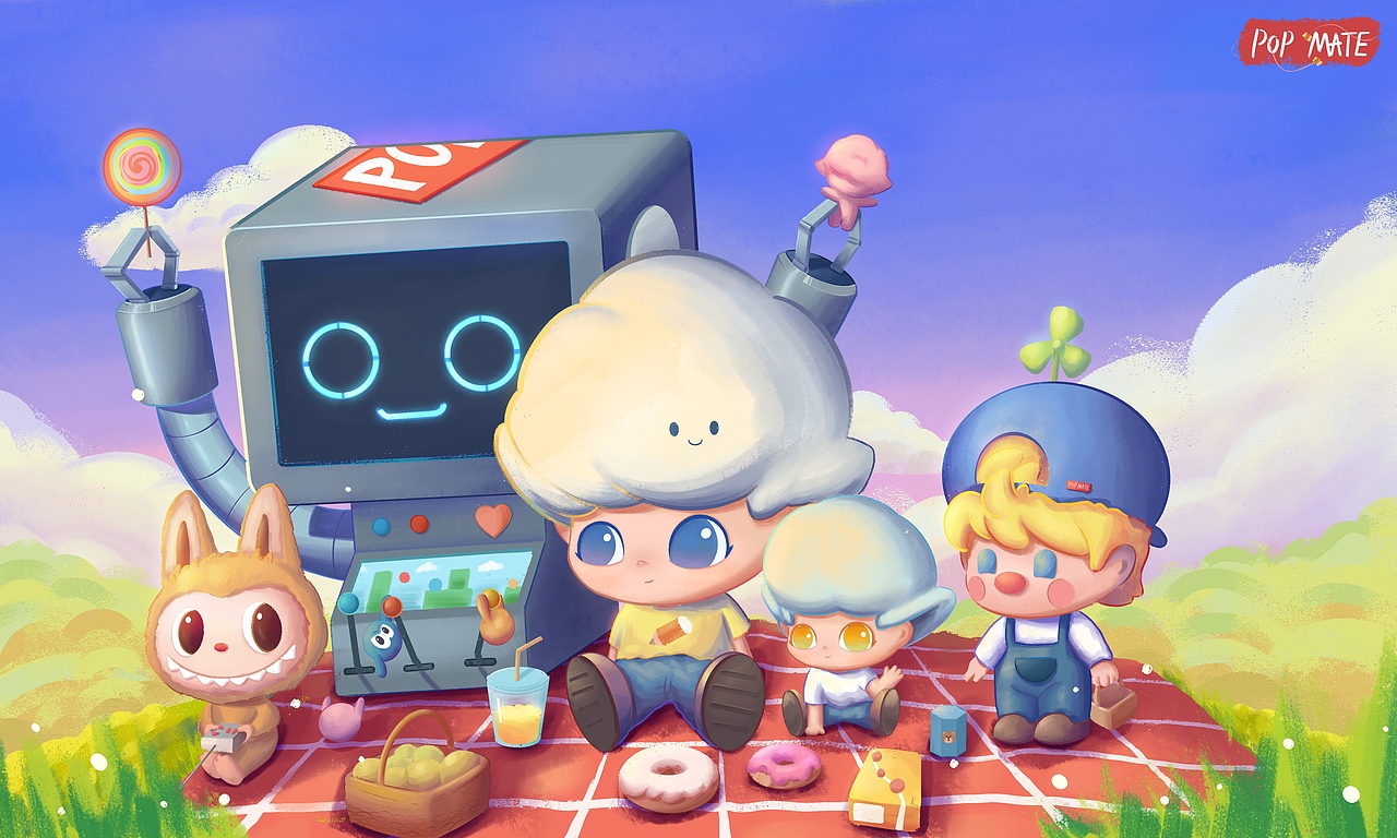 今年画的泡泡玛特插画