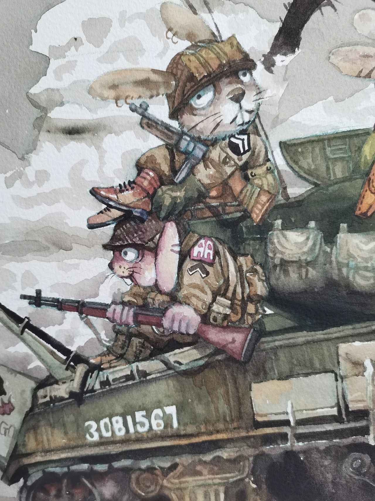 水彩插图—兔子士兵