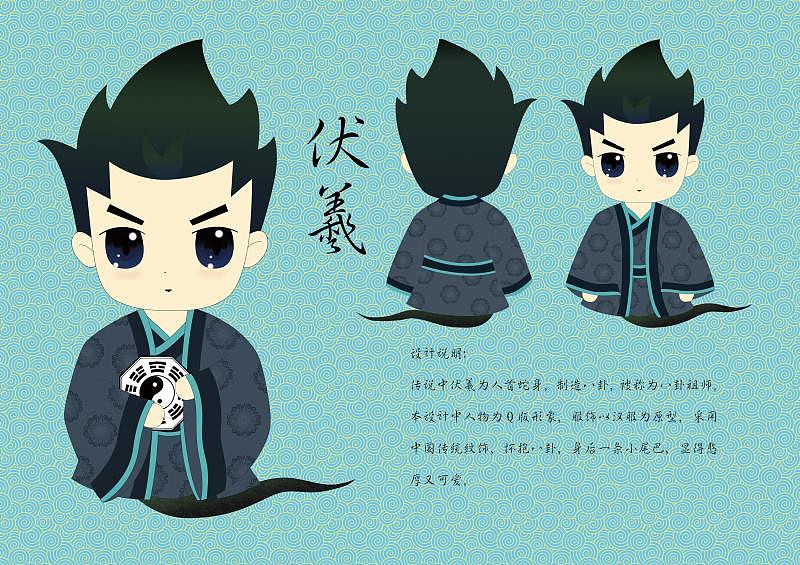 女娲伏羲q版人物形象设计