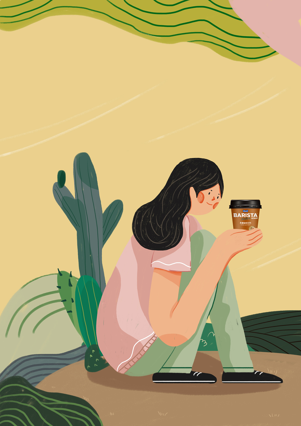 barista 微博推文插画设计