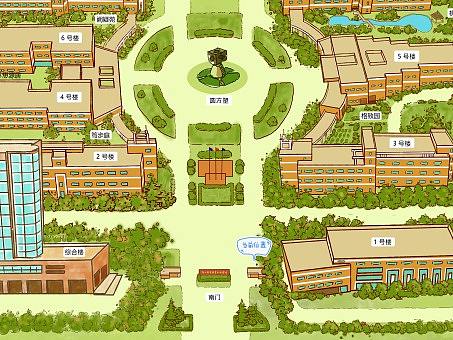 浙江机电职业技术学院手绘地图改版（个人主页-ZMzQ4NzIyOTY=） - 艺术插画 - 站酷设计师公子明原创素材 - 站酷ZCOOL