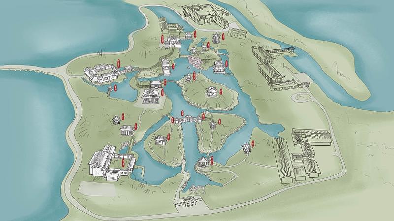 新中式.水墨风.手绘地图定制园林酒店景区设计