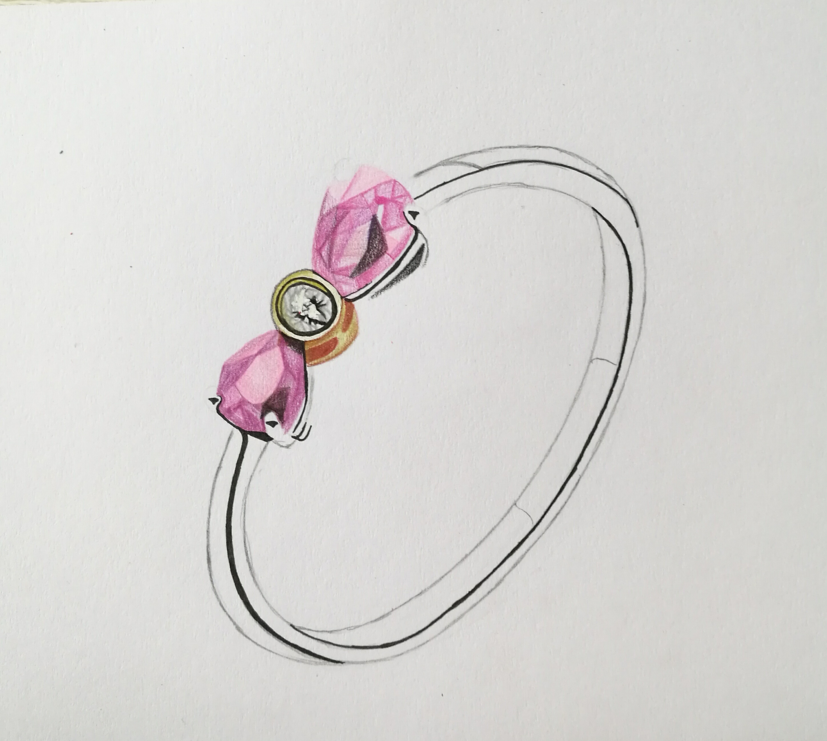彩铅:悬在空中的戒指