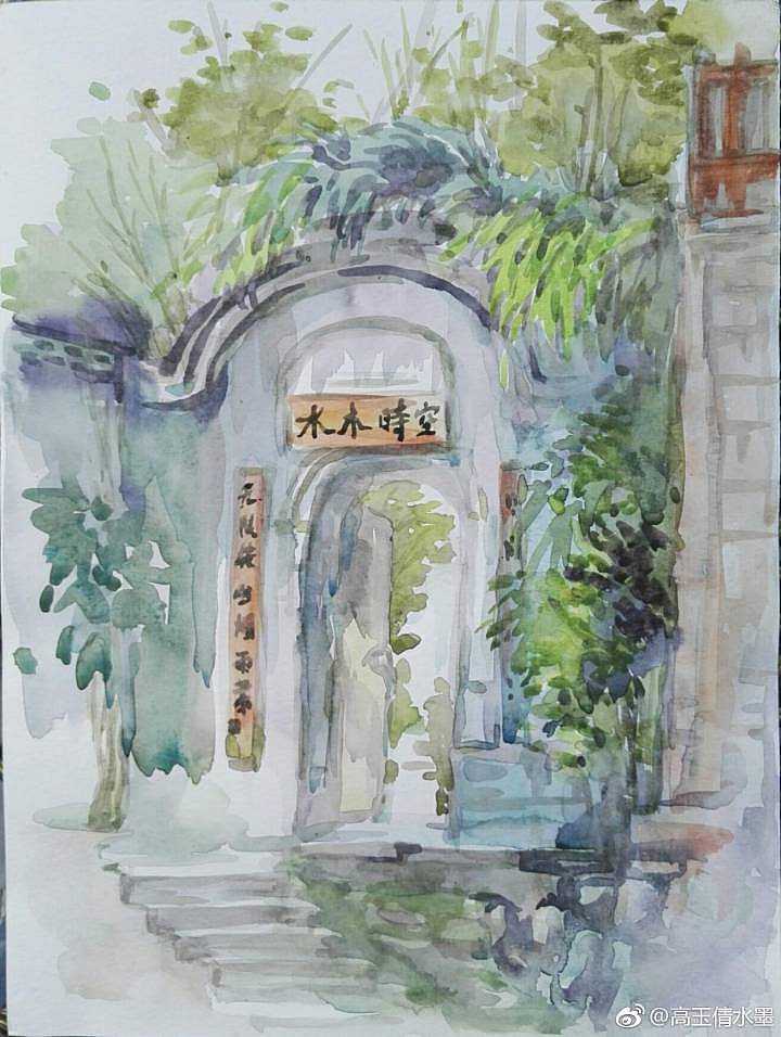 柳江古镇水彩写生|纯艺术|绘画|高玉倩_原创作品-站酷zcool