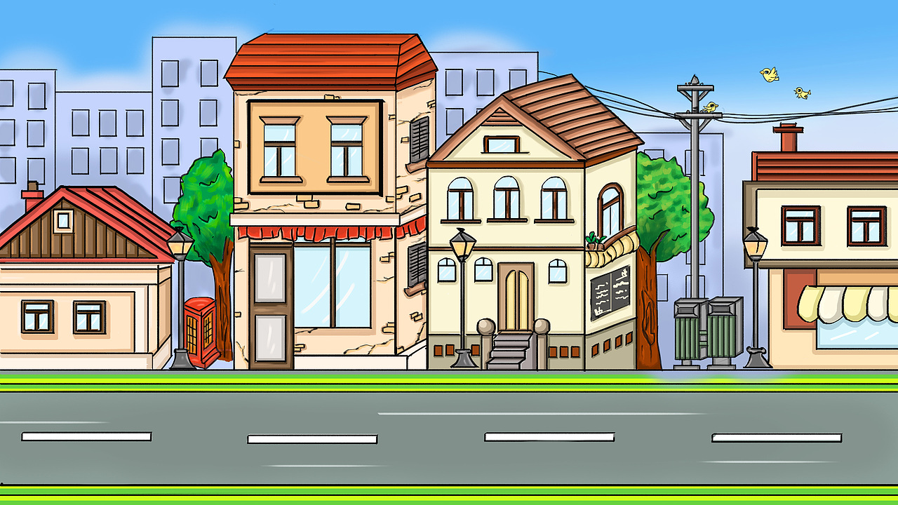 卡通街道（图ZMTEwNjY3NjI0） - 儿童插画 - 站酷设计师佟爽原创素材 - 站酷ZCOOL