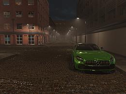 AMG-GTR 汽车渲染-雨景/Rainning