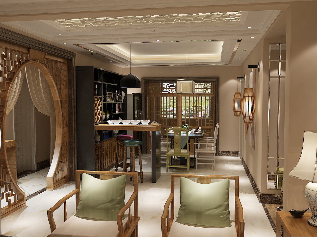 新中式小洋房（图ZMjk0ODQ5NDg=） - 家装设计 - 站酷设计师李KEYI原创素材 - 站酷ZCOOL