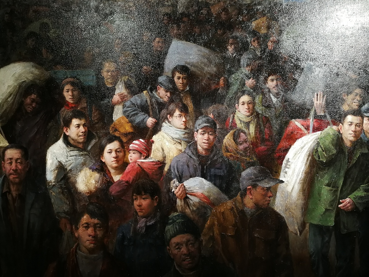 油画《打工潮》