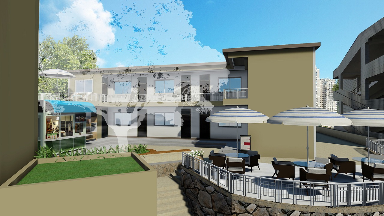 咖啡吧的入口··那棵榕树被我处理成透明的了