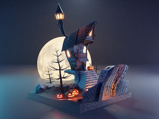 Blender练习-Halloween进入下一个学习方向前的摸鱼