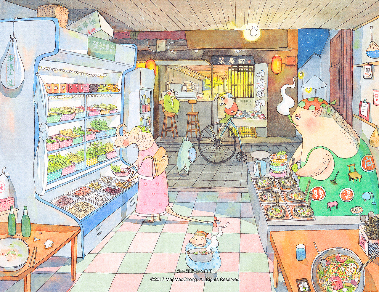 只吃这家麻辣烫。一些怪物对于美食的执着,体现了它的怪生态度。比如永远爱那一只怪物。