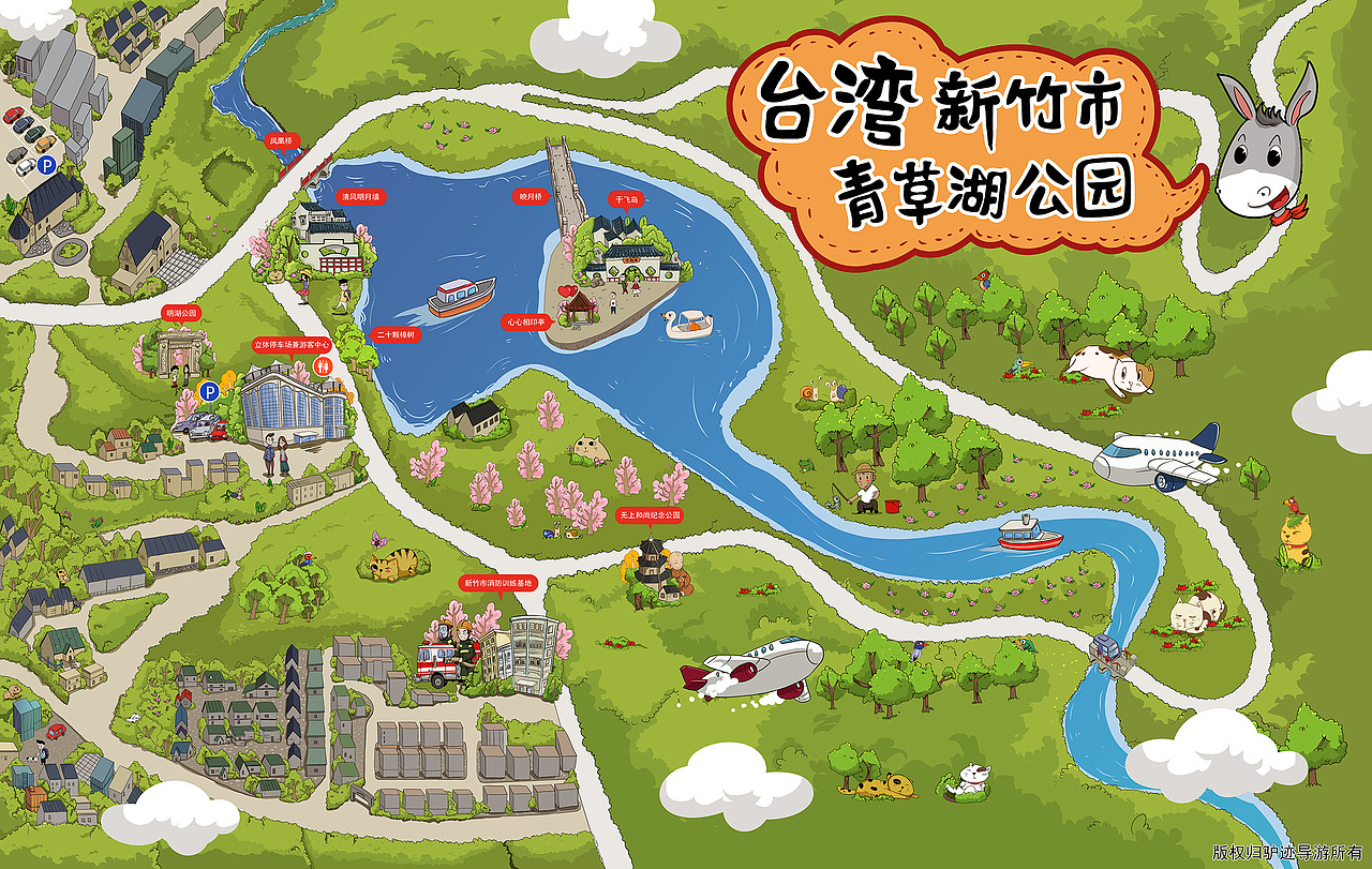 台湾青草湖公园手绘地图（图ZMTM3OTcwNDA0） - 艺术插画 - 站酷设计师吃牛排的猫先生原创素材 - 站酷ZCOOL