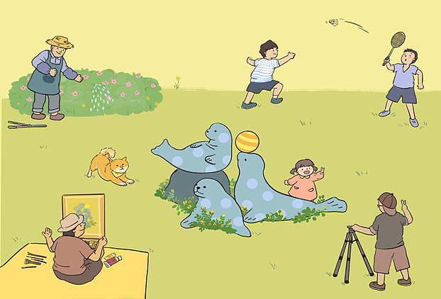 《好热闹的公园》东方娃娃数学刊小栏目（图ZMzE2MTgzODAw） - 儿童插画 - 站酷设计师冯凝原创素材 - 站酷ZCOOL