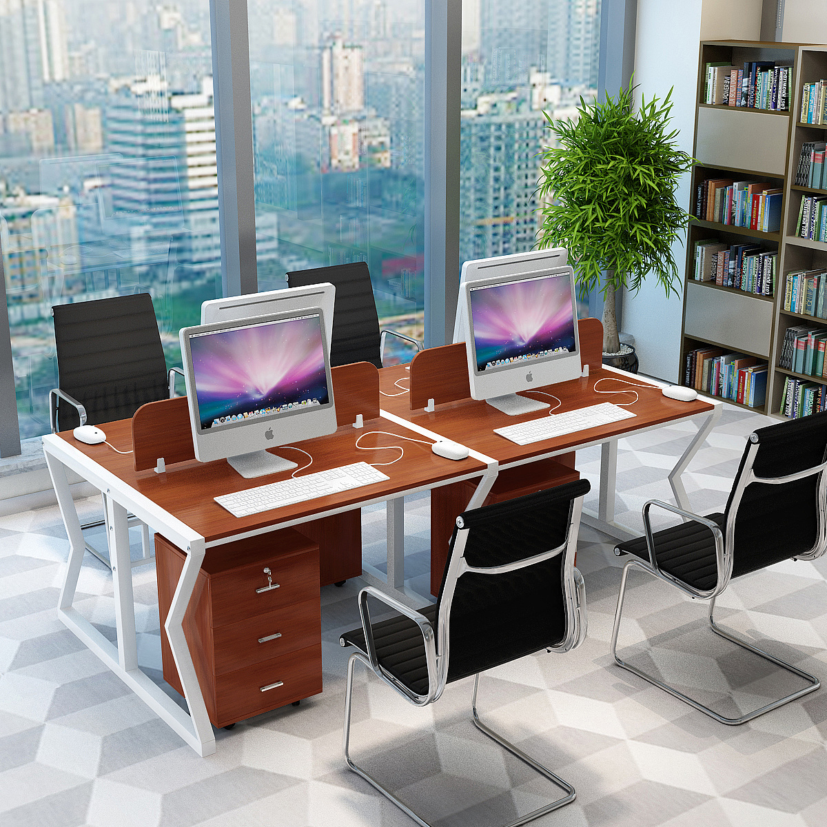 办公桌,对面坐办公桌