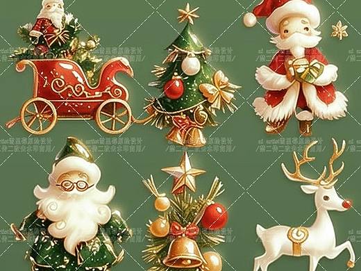 一组九宫格圣诞奇遇贴纸Merry Christma