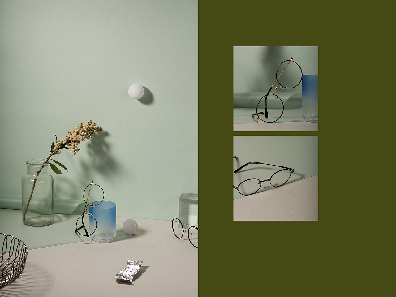 我从你的眼镜看出的色彩世界/黑金眼镜/平面产品摄影