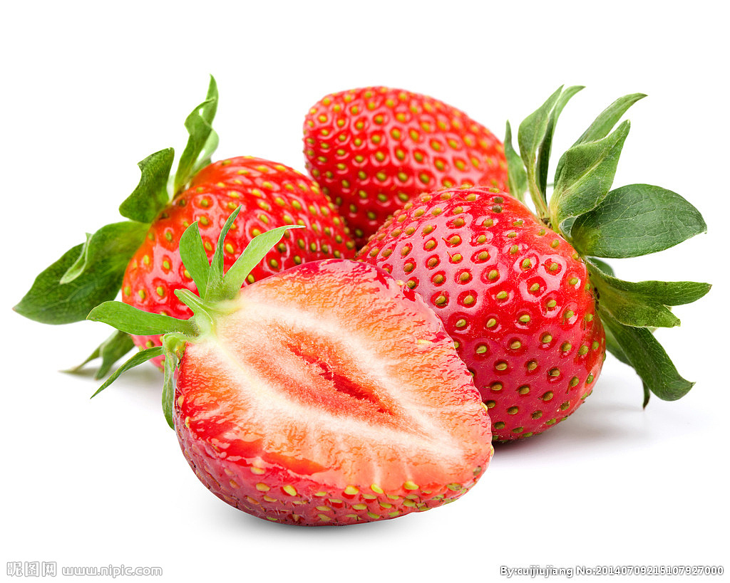 绿叶带花新鲜草莓图片素材免费下载 - 觅知网