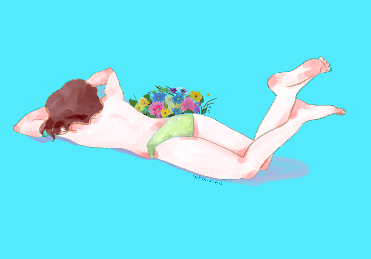 插画练习“花·少女”