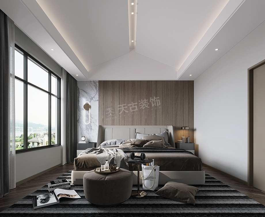 大学城别墅装修,龙湖开元联排中户现代风格设计效果图