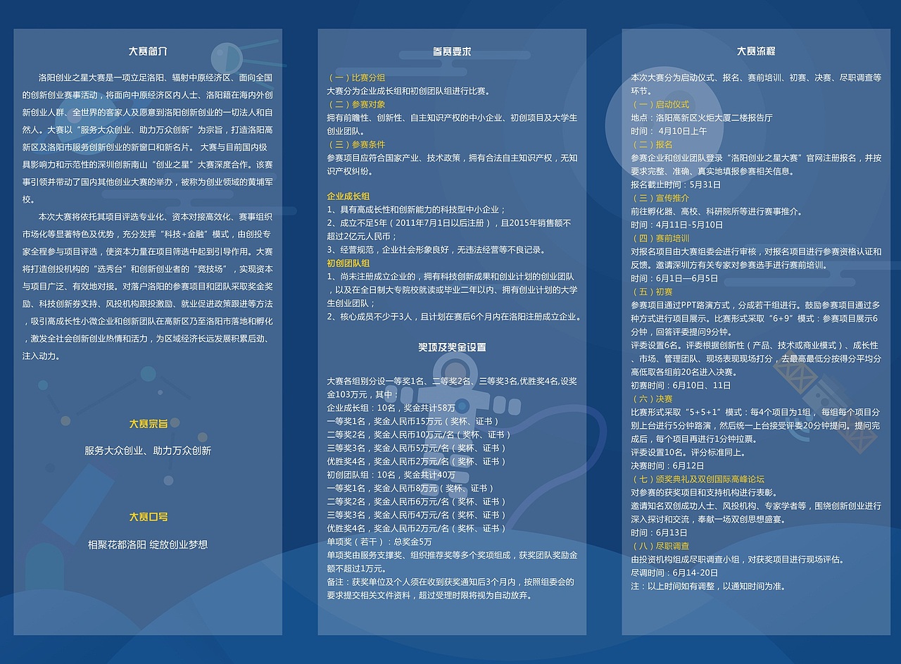 2016洛阳市创业之星大赛海报与三折页（图ZNDYzMjg0MjA=） - 品牌 - 站酷设计师HushingY原创素材 - 站酷ZCOOL
