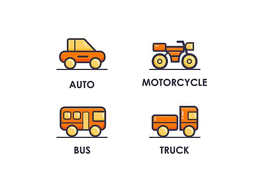 MBE风格交通工具图标   