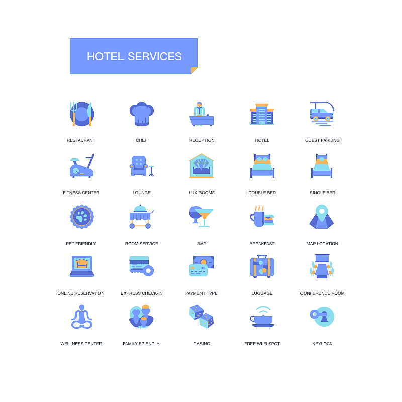 简约的扁平化酒店服务ICON（图ZMTc4ODYwOTc2） - APP界面 - 站酷设计师泥声原创素材 - 站酷ZCOOL