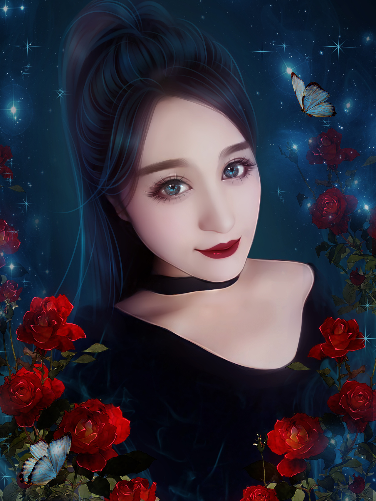 暗黑玫瑰风格 照片转手绘一波 原创风格