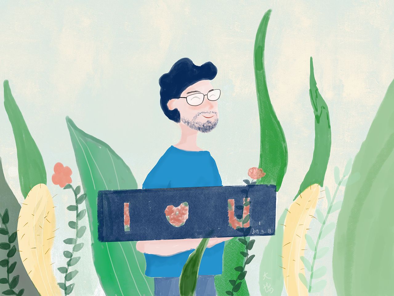 插画 送花大叔（图ZMTc2OTcwMzY0） - 创作习作 - 站酷设计师肥大豆原创素材 - 站酷ZCOOL