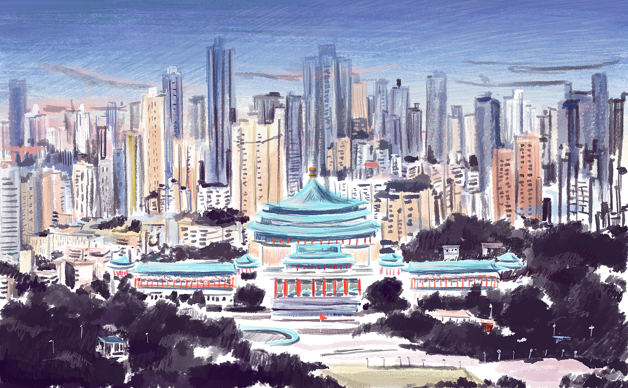 一组重庆旅游推广的明信片