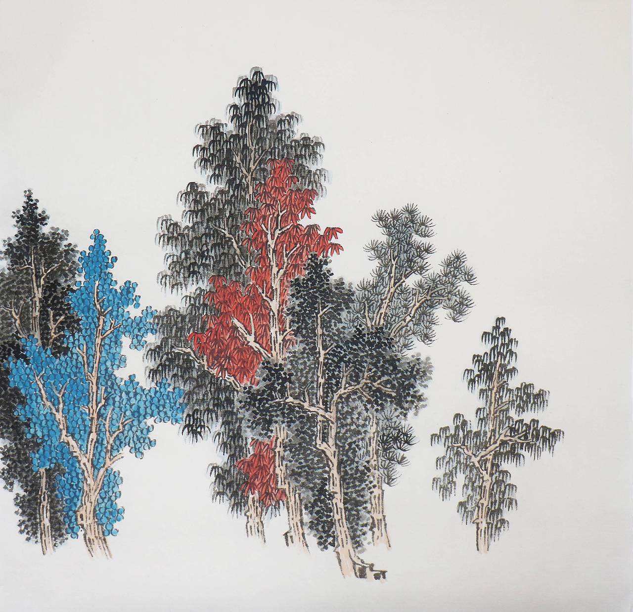 青绿山水中树的画法步骤图王军河绘