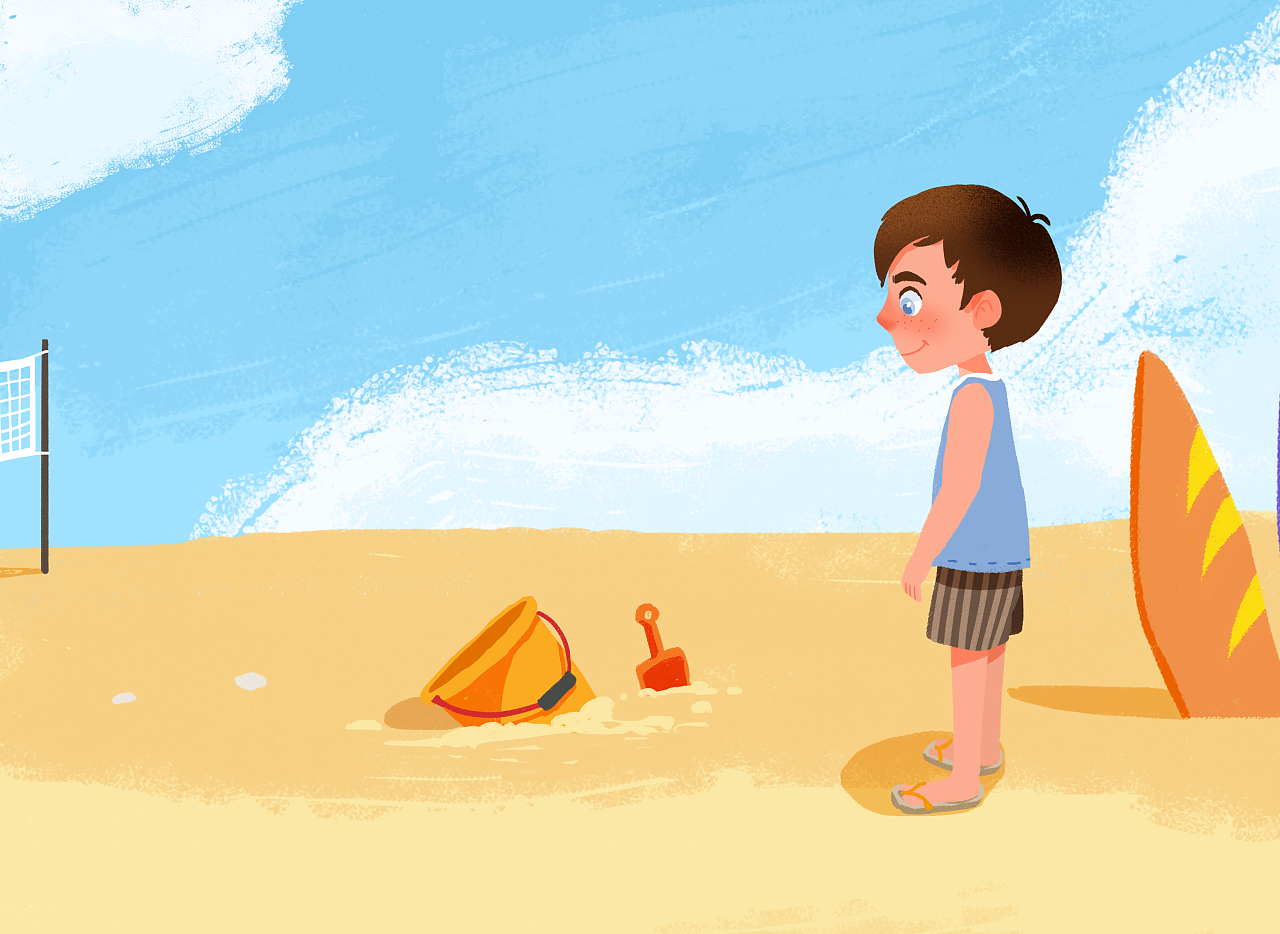 儿童插画小绘本-沙滩